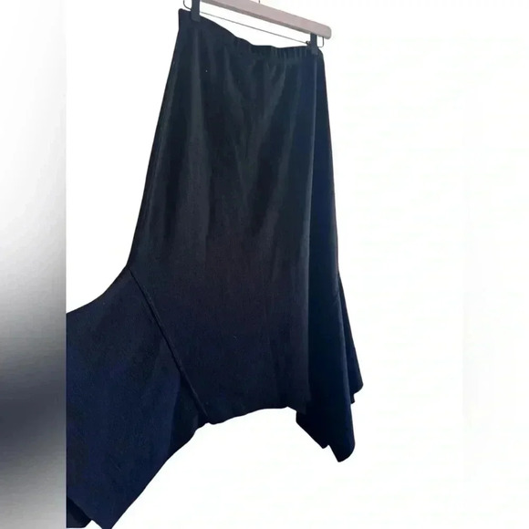 RONI RABL Black Knit Asymmetric Wide Dropped Sides Flared Hem Skirt Womens Small - Picture 3 of 9